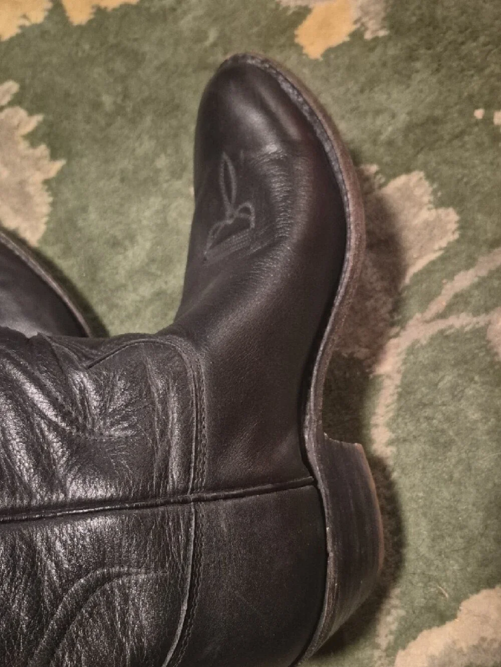 Classic Black Leather Western Boots - Men's